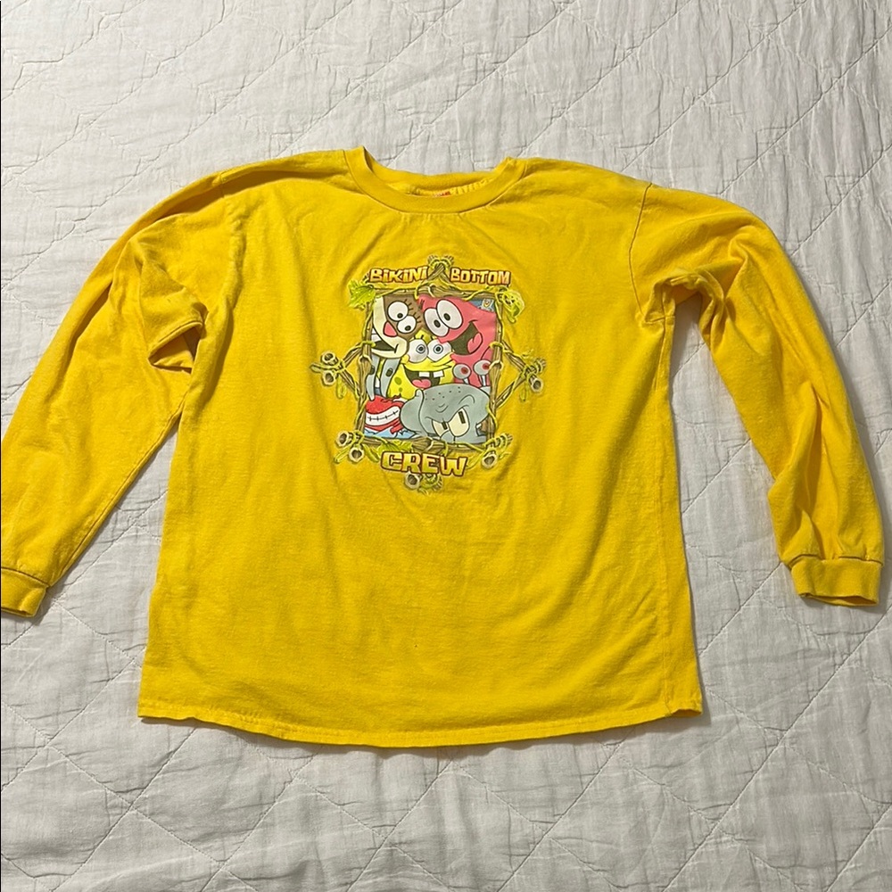 Vintage SpongeBob SquarePants Yellow Long Sleeve Shirt Adult Medium